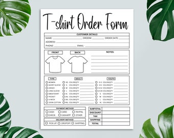 Editable T-shirt Order Form, Printable Small Business Form, Custom Tshirt Order Form, Craft Order Form, Canva Template