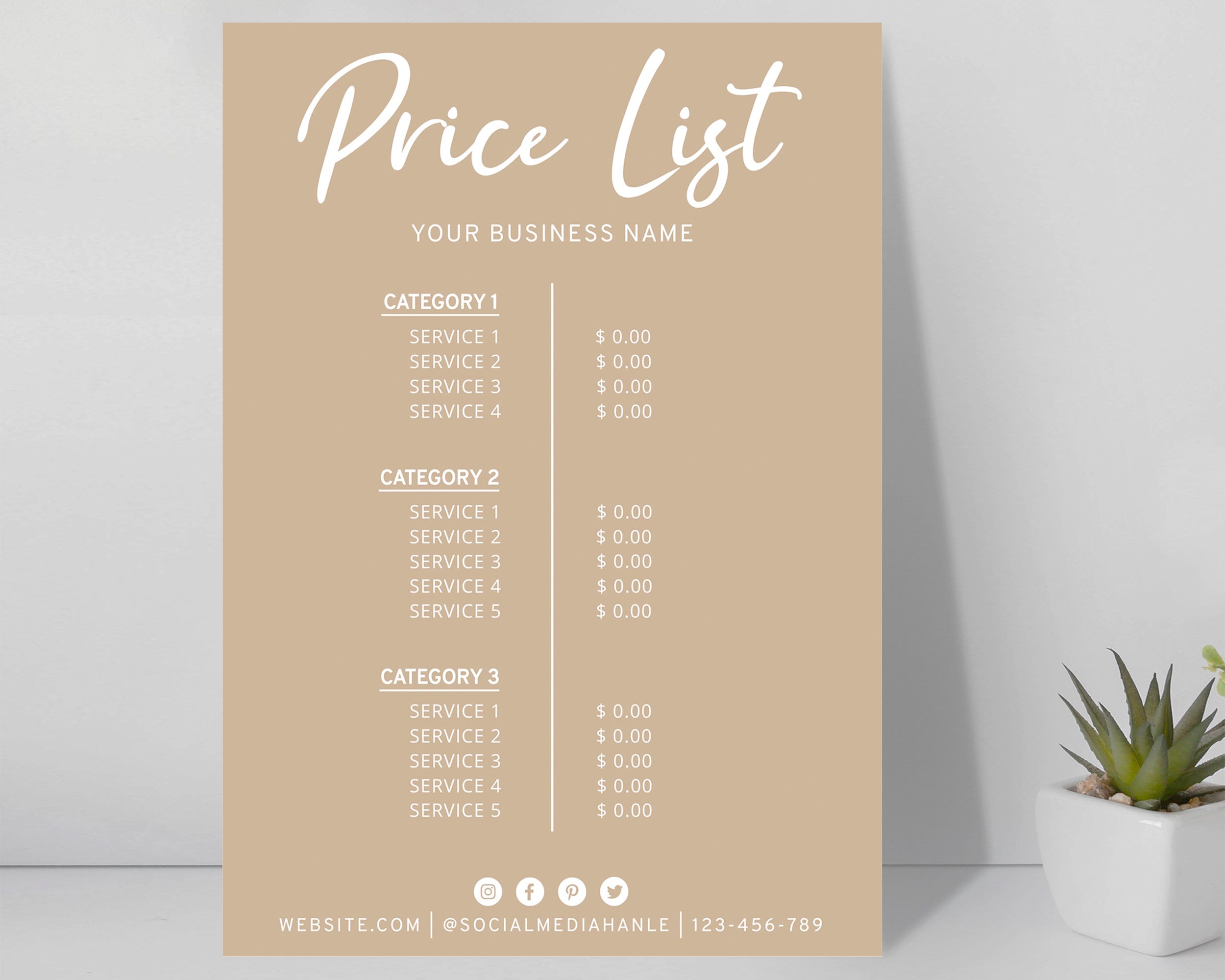 Editable Price List Template Printable Pricing Sheet DIY - Etsy Australia