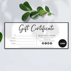 Editable Gift Certificate Template, Printable Gift Voucher, Editable Gift Card, DIY Gift Voucher, Modern Gift Certificate