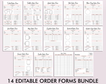 Editable Order Forms Bundle, Tshirt Order Form, Tumbler, Hoodie, Invoice, Canva Template, Printable Small Business Forms, Custom Order Form