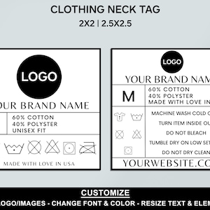 Editable Clothing Tag Bundle T-shirt Neck Label Tag DIY - Etsy