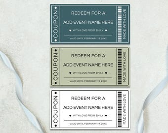 Editable Coupon Template, Printable Love Coupon, Birthday Gift Idea, DIY, Custom Coupon Design, Instant Download, Canva Template
