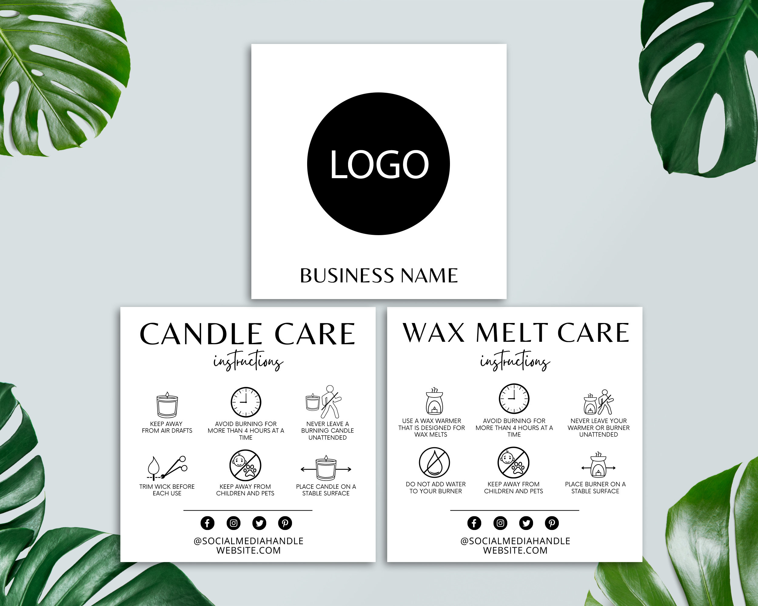 Wooden Wick Candle Safety Guide, Candle Care Card Template, Minimalist  Wooden Wick Candle Warning Instructions, Black & White, Instant M-001 