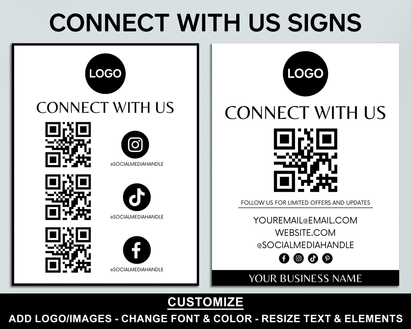 Editable Small Business Sign Bundle, Price List, Scan to Pay, Printable ...