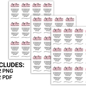 Tumbler Cup Care Instructions Card, Small Business Supplies, Washing Instructions, Digital File, Ready To Print, Instant Download