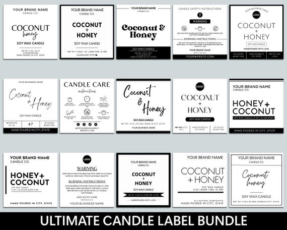 Modern Candle Label Bundle, Minimalist Candle Label Designs, Custom Candle Labels, DIY Candle Sticker, Small Business, Canva Template
