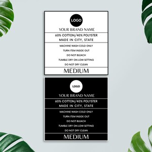 Editable Clothing Tag Template, Washing Instructions, Custom T-shirt Neck Label Tag, DIY Garment Care Tag, Care Instructions, Canva Template