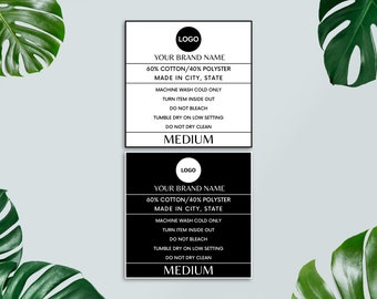 Editable Clothing Tag Template, Washing Instructions, Custom T-shirt Neck Label Tag, DIY Garment Care Tag, Care Instructions, Canva Template