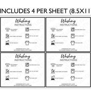 Clothing Washing Instructions, Shirt Care Card, Apparel Care Instructions Card, Small Business Supplies, Ready To Print, Instant Download