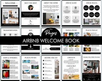 Airbnb-Willkommensbuchvorlage, Willkommensbuch für die Ferienunterkunft, VRBO-Gästebuch, Handbuch des Hauses, Canva-Vorlage, druckbarer Airbnb-Reiseführer
