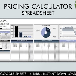 Pricing Calculator Spreadsheet, Product Pricing Template, Pricing Sheet, Small Business, Pricing Guide, Pricing Worksheet, Google Sheets