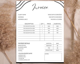 Modern Invoice Template, Editable Canva Template, Minimalist Business Invoice, Billing Form, Printable Order Form, Instant Download