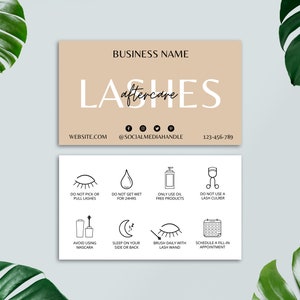 Modèle de carte modifiable pour le soin des cils, carte d'extension de cils, carte de soin des cils, carte de soin imprimable petite entreprise, modèle canva