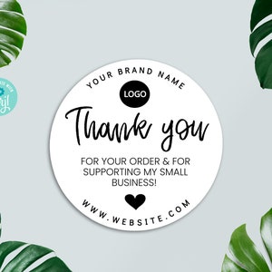 EDITABLE Thank You Sticker, Thank You Label Template, Small Business Packaging, Business Branding Label, Supplies