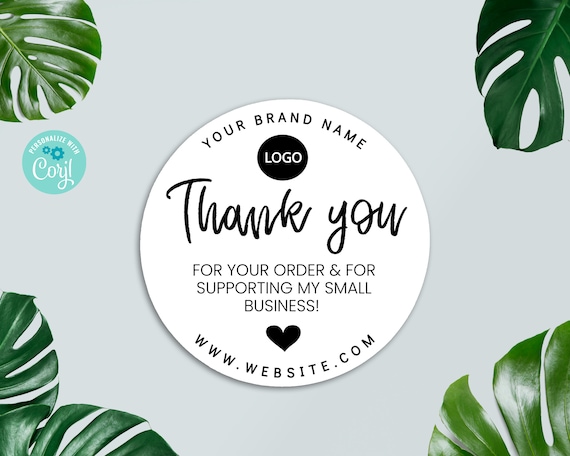 EDITABLE Thank You Sticker, Thank You Label Template, Small Business Packaging, Business Branding Label, Supplies
