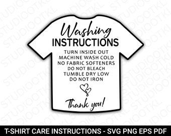 Shirt Care Card SVG, Care Instruction Card Svg, PNG, Small Business Supplies, Ready To Print, Instant Download