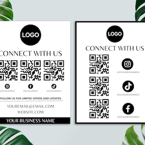 Plantilla editable de letrero para redes sociales, letrero con código QR, letrero comercial para redes sociales imprimible, letrero comercial para pequeñas empresas que puedes hacer tú mismo, plantilla Canva
