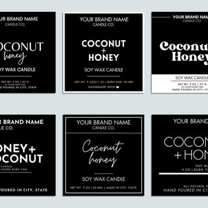 Editable Candle Label Bundle, Modern Candle Label Designs, Custom Candle Labels, DIY Candle Sticker, Small Business, Canva Template