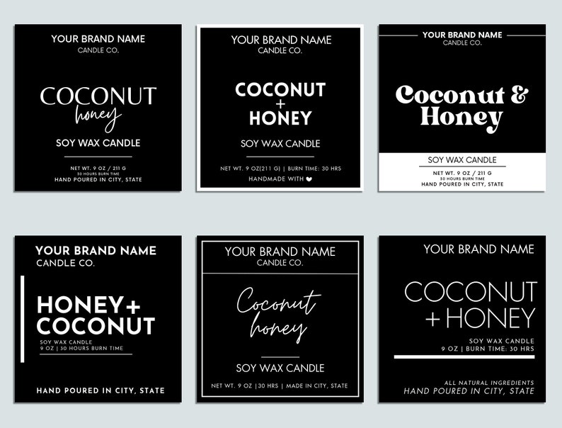Editable Candle Label Bundle, Modern Candle Label Designs, Custom Candle Labels, DIY Candle Sticker, Small Business, Canva Template