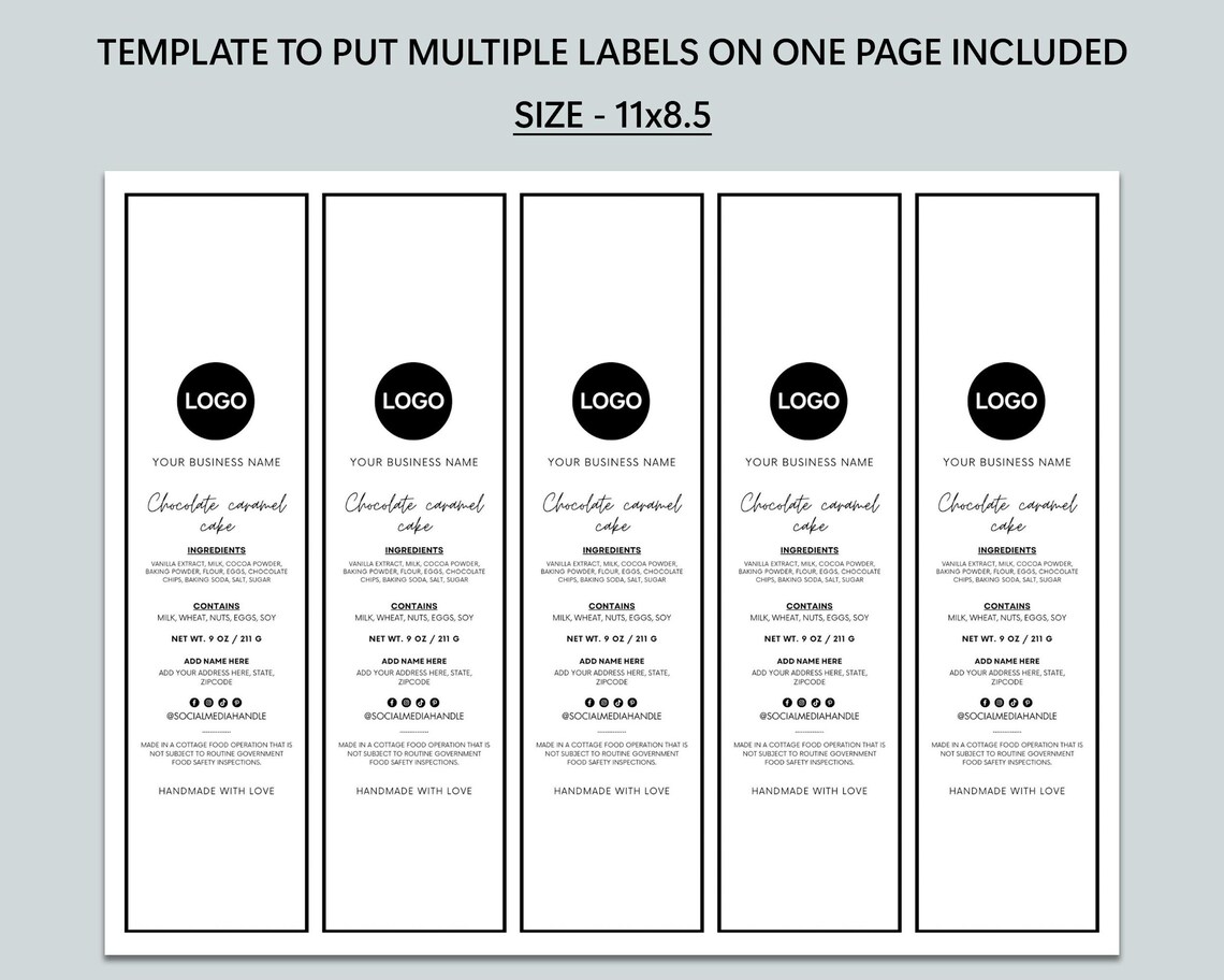 Editable Mini Cake Tin Label, Printable Bakery Label, DIY, Custom Mini ...