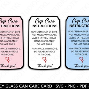 Libbey Glass Can Care Card, cartão de instruções para cuidados com o copo para impressão, PNG, arquivos cortados, pronto para imprimir, download instantâneo, folheto informativo