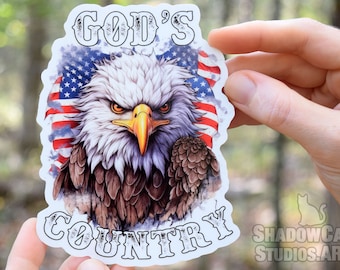 Eagle Patriotic God's Country Clear Vinyl Sticker