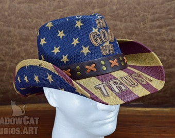 Cowboy Cowgirl Hat Patriotic In God We Trust