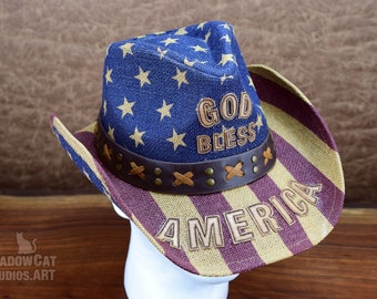 Cowboy Cowgirl Hat Patriotic God Bless America
