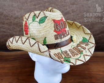 Cowboy Cowgirl Hat Peter Grimm Hachita Western Decorative Roses