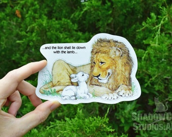 Lion and Lamb Clear Vinyl Sticker