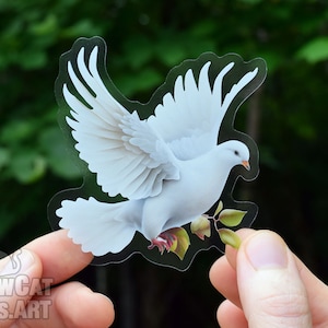 White Dove Clear Vinyl Sticker (Facing Right)