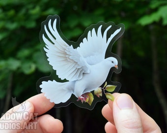 White Dove Clear Vinyl Sticker