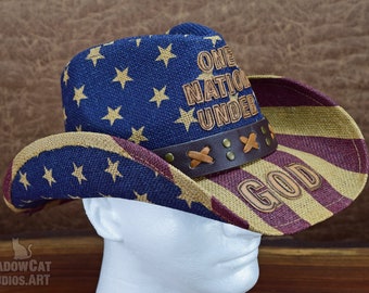 Cowboy Cowgirl Hat Patriotic One Nation Under God