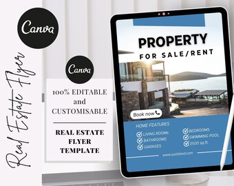 Just listed flyer, Real Estate Flyer Templates, Open house flyer, Realtor flyer, Real estate marketing, Property for Sale, Rent, Canva flyer