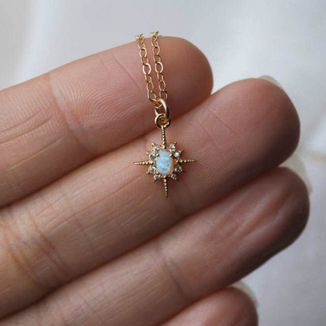 Opal Star Necklace in Gold Sterling Silver Perfect Gift for Etsy