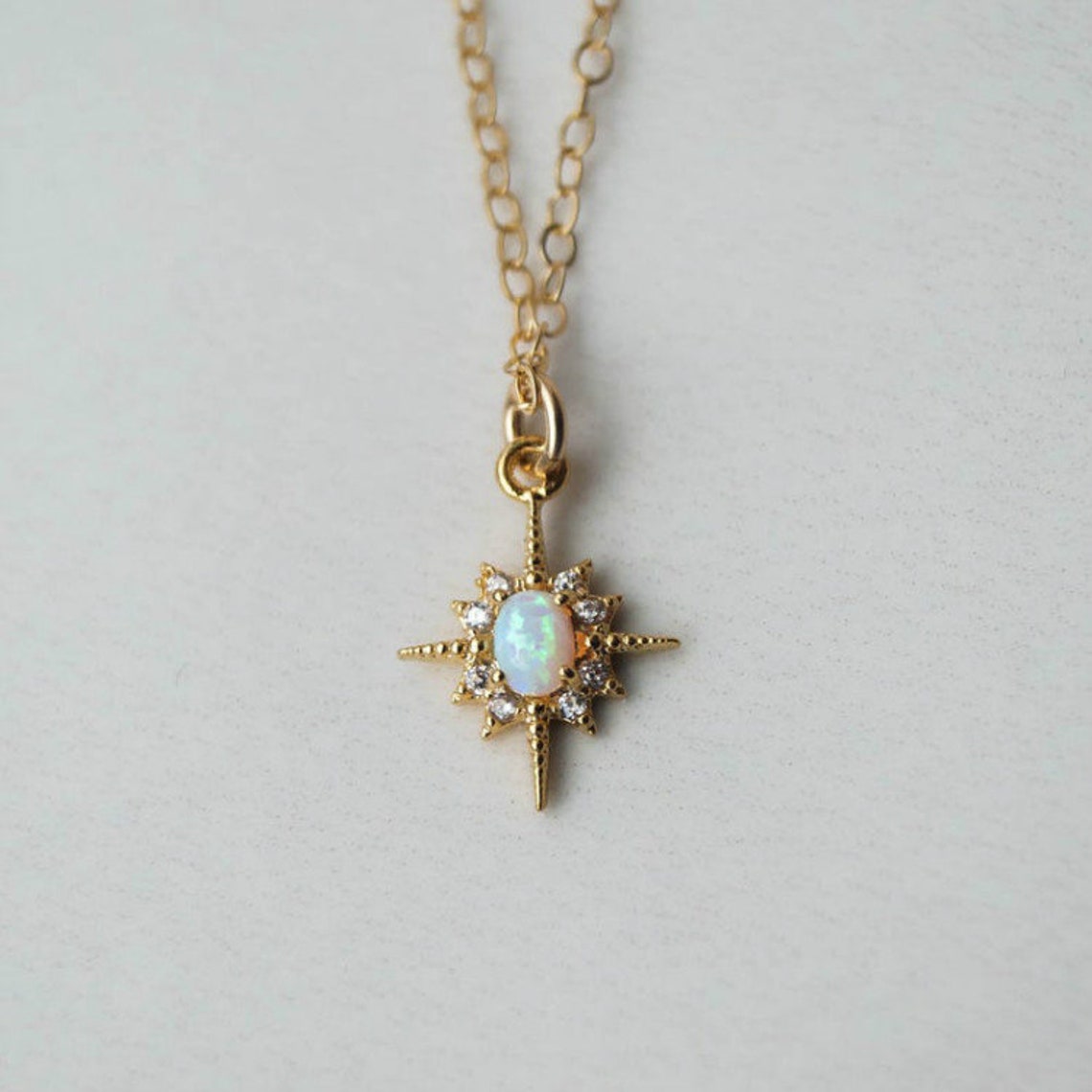 Opal Star Necklace in Gold Sterling Silver Perfect Gift for Etsy