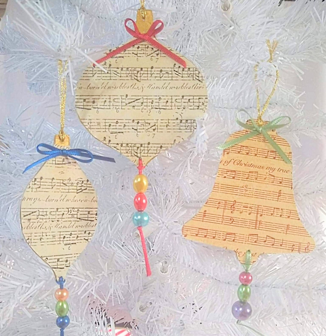 Sheet Music Jewel Toned Christmas Ornaments, Musical Notes Christmas ...