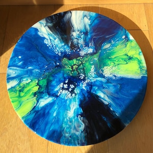12&quot; Lazy Susan, blue, green, Kitchen Counter, Dining Table, Coffee Bar Service, bamboo wood