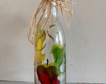 Hand Painted Chili Pepper Bottle, Kim Pall Creations