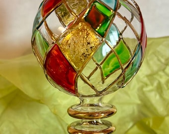 Handcrafted Stained Glass Christmas Ornament – Mosaic Icicle Drop