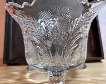 Vintage Pressed Glass Thistle Bowl – Scalloped Edge Compote