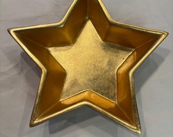 Vintage Pier 1 Gold Star Bowl – Metallic Holiday Decor (8 inch)