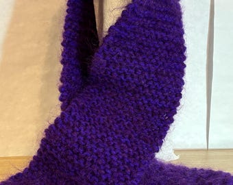 Winter scarf, soft wool and rayon blend, royal purple. Handmade one of a kind.