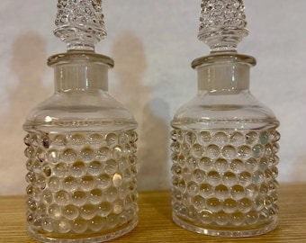 Antique English Hobnail Glass Cologne Bottles: Set of Two