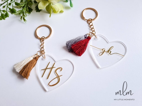 Personalised Acrylic Keychain Heart Personalised Keyring Heart