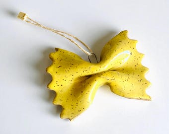 handmade ceramic farfalle bowtie pasta christmas ornament