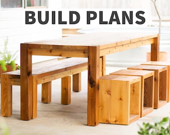 Esstisch im Freien Baupläne mit Bänken – DIY Terrasse Tisch PDF | Vollständiges Video Tutorial