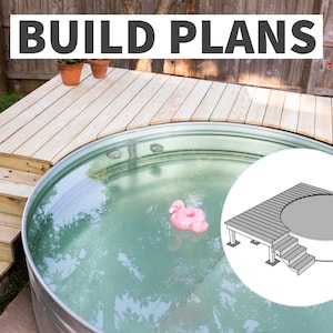 Plans de terrasse de piscine avec réservoir de bricolage – terrasse de piscine arrière de 8 pieds | Tutoriel de construction inclus