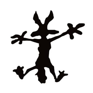 black Wile E Coyote Wall Splat silhouette Dent Decal Sticker Funny 4&quot; x 4&quot;