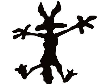 black Wile E Coyote Wall Splat silhouette Dent Decal Sticker Funny 4" x 4"